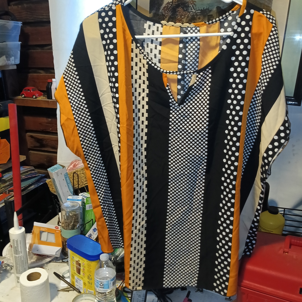 SHEIN Black and Orange Patterned Chemise